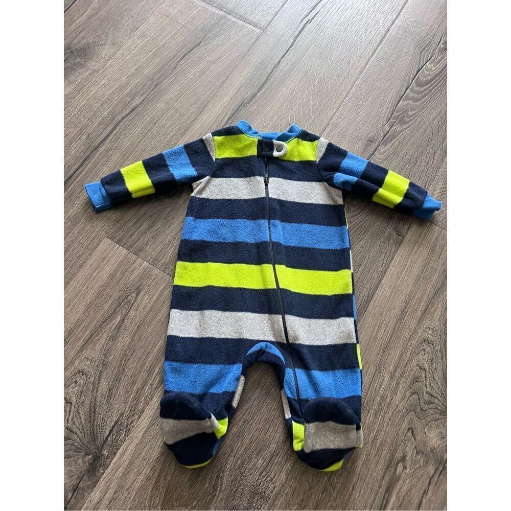 Baby Boy Clothes New Garanimals Fleece Striped Preemie Footed Outfit sz 0-3 mont